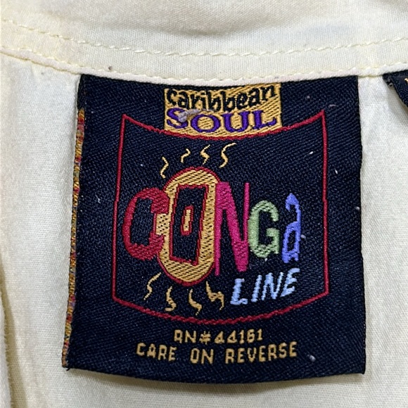Conga Line Caribbean Soul vintage pale yellow button front blouse. Size Medium - Picture 2 of 8